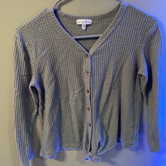 Grey/Green faux button down shirt - Picture 3 of 3